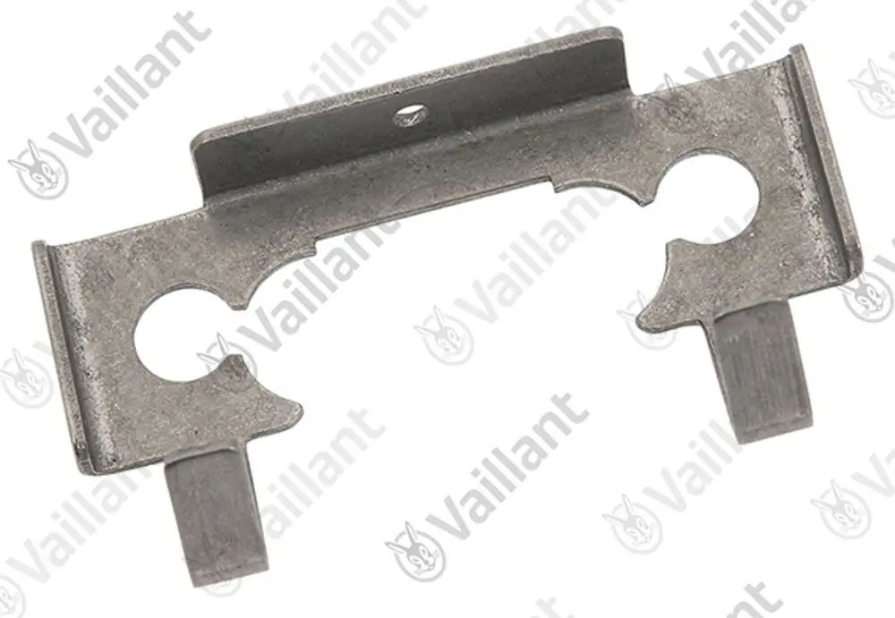 Metalhalter von Vaillant mit zwei vertieften Ausschnitten und zwei seitlichen Halterungen, geeignet für die Montage in Heizsystemen.